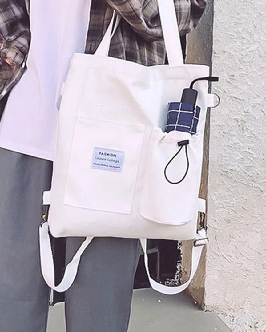The convertible canvas tote in soft white
